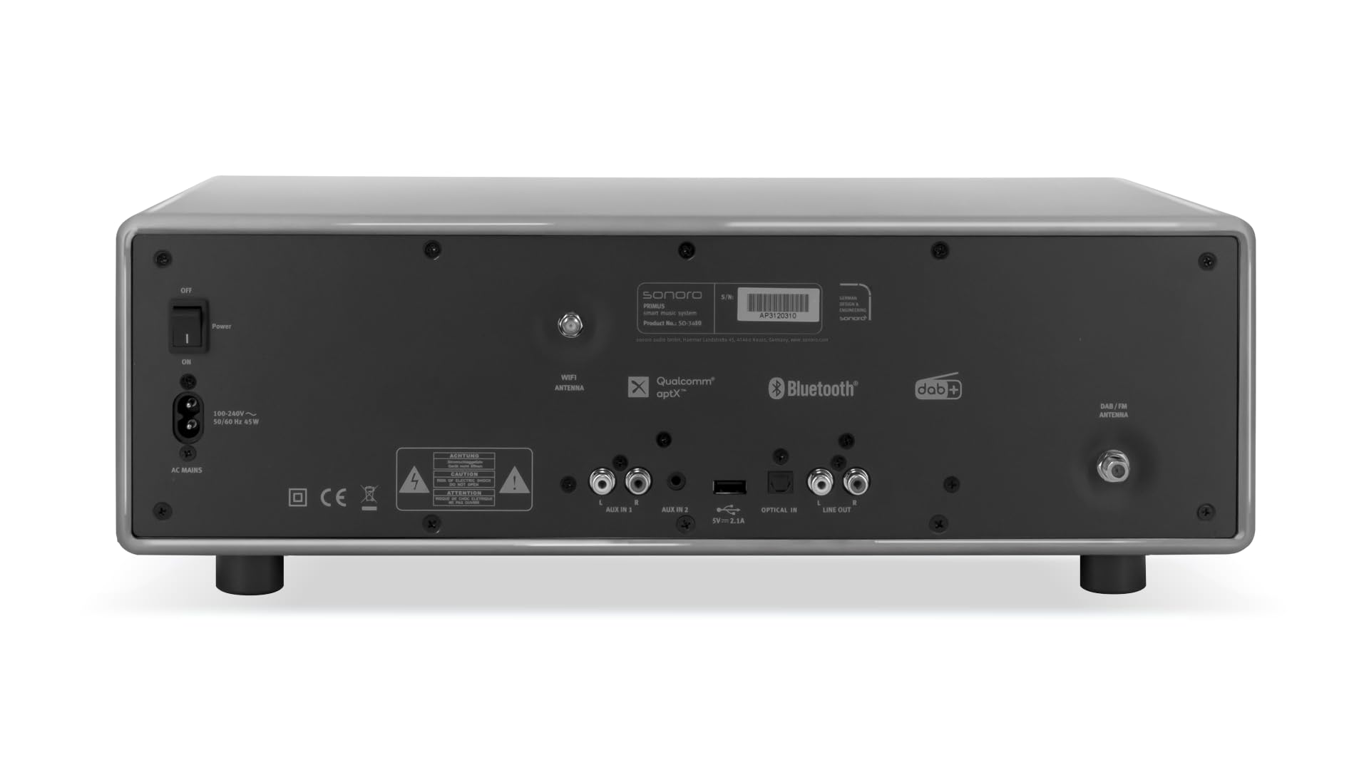 sonoro Primus Internetradio mit Bluetooth (Spotify, Deezer, Podcasts, FM/UKW, DAB Plus, WLAN, AUX-In, Holzgehäuse) Stereoanlage Chalk Grey