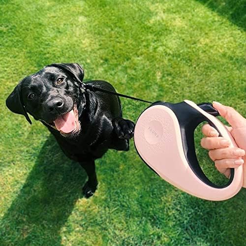 Fauna White Retractable Dog Lead with FREE lead extender, 5m 16ft Extending Tangle-Free, Heavy Duty Puppy Tape Leash up to 50kg