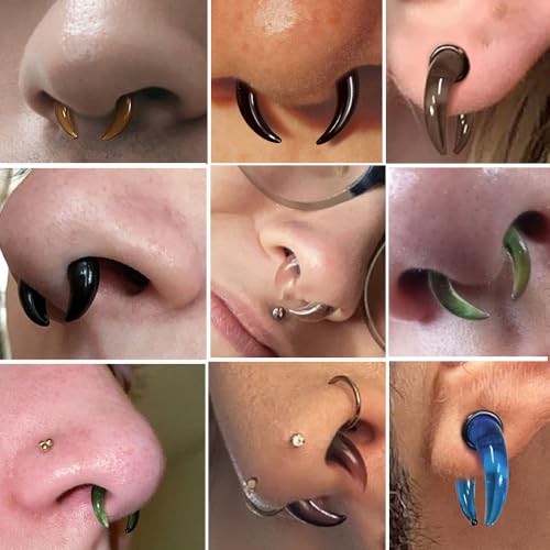 Casvort 3 PCS 14G-0G Cozy Glass Septum Stretching Kits Pincher Taper with O-Rings Buffalo Septum Retainers Hypoallergenic Fresh Stretch Body Piercing Retainers Ear Hangers4