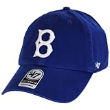 47 Brooklyn Dodgers Royal Blue Clean Up Adjustable Cap - MLB, Relaxed Fit, Vintage Throwback Baseball Dad Hat One Size