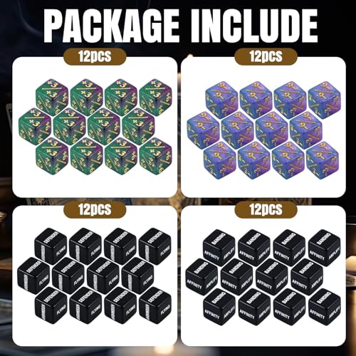 QUTHZZHY 48 Stück Würfel Zähler, Magic The Gathering Würfel, D6 Würfelzähler Token Magic WürfelLoyalität Zähler Dice Kompatibel mit MTG Kartenspiel Zubehör mit Aufbewahrungsbeutel