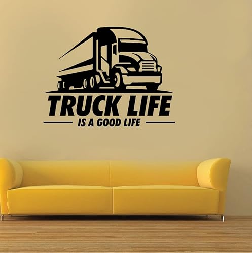 Truck Life Is A Good Life - Calcomanía de vinilo para pared con texto en inglés "Truck Life Is A Good Life", diseño decorativo de pared para el