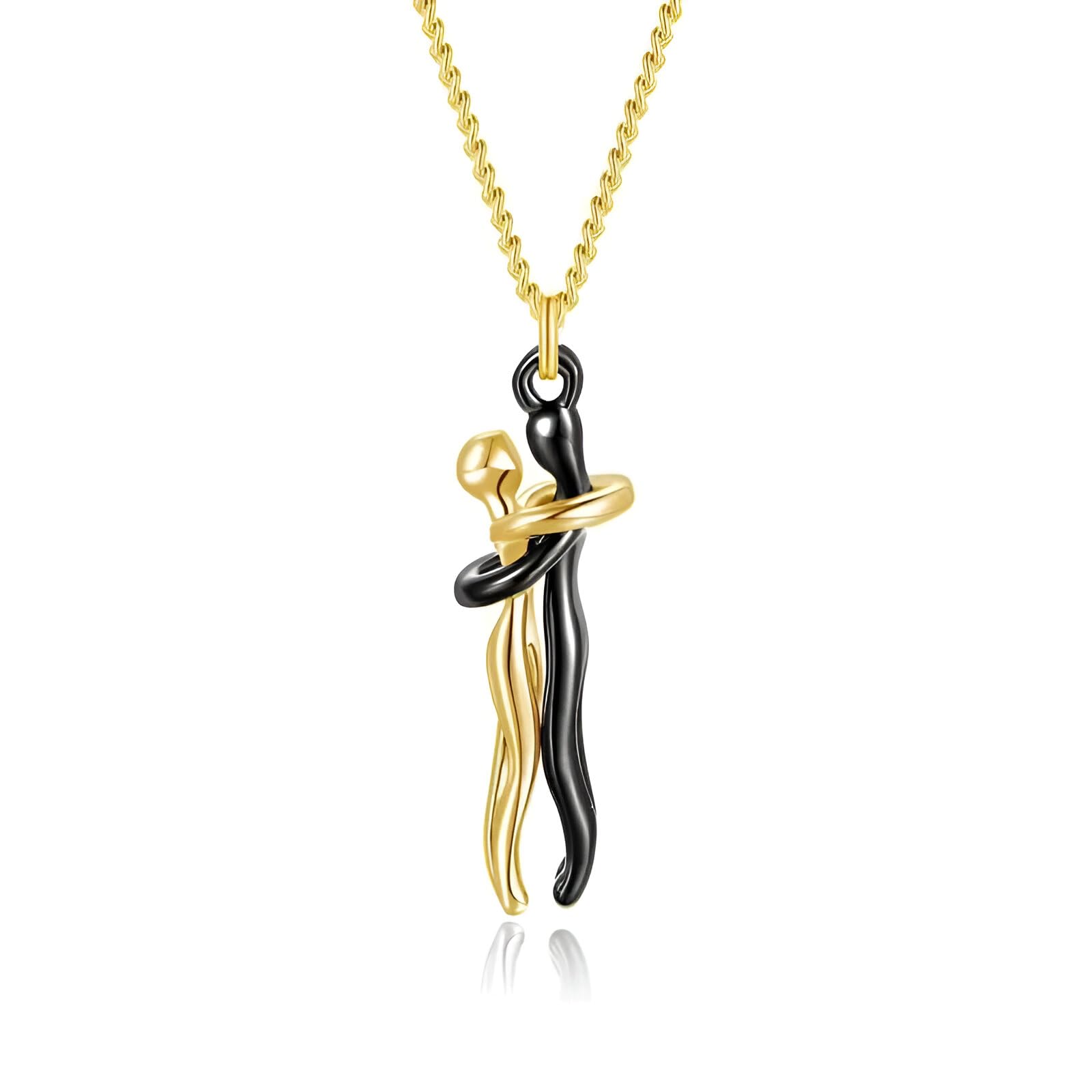 NBYGSC Collar De Abrazo De Plata De Ley 925 para Mujeres Y Hombres, Collar De Abrazo, Gargantilla, Cadena con Colgante De Abrazo, Collares para Hombres para Amantes, Mujeres, Pareja, Collar De Abrazos