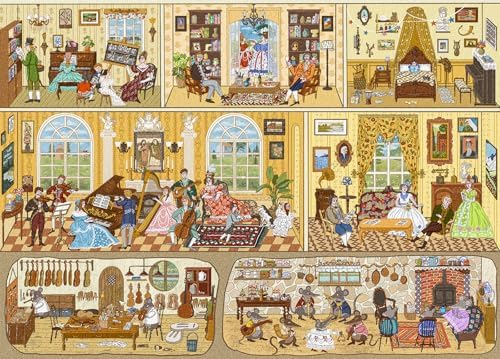 House Concert Jigsaw Puzzle 1000 Teile Erwachsene | Tipps zu den Buchstaben des Rückens/Abschnitte A-D, großes Poster, Größe 70×50cm, staubfrei, Familienaktivität für drinnen