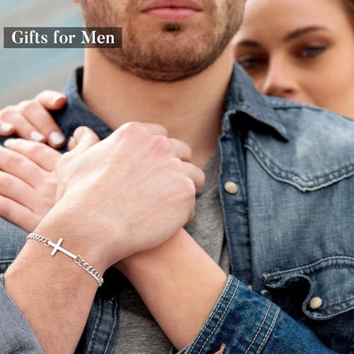 Pulsera cruz M MOOHAM para hombre plata bañada en oro miniatura 6
