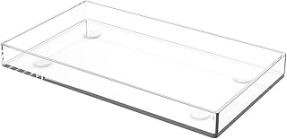 LOVIVER Transparentes Acryl-Tablett, transparentes Serviertablett, Aufbewahrungstablett, Badezimmer-Organizer für Handtücher, Badezimmer, Schlafzimmer, Kosmetik und Accessoires usw - 28 * 16 * 2cm