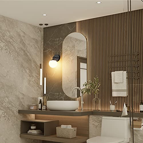Tipace Black Sconce Light 1 Light,Black Wall Sconce,Modern Globe Wall Light for Restaurant Living Room Bedside Stairs Bathroom Mirror(3000K G9 Bulb Include) by Tipace - Image 3