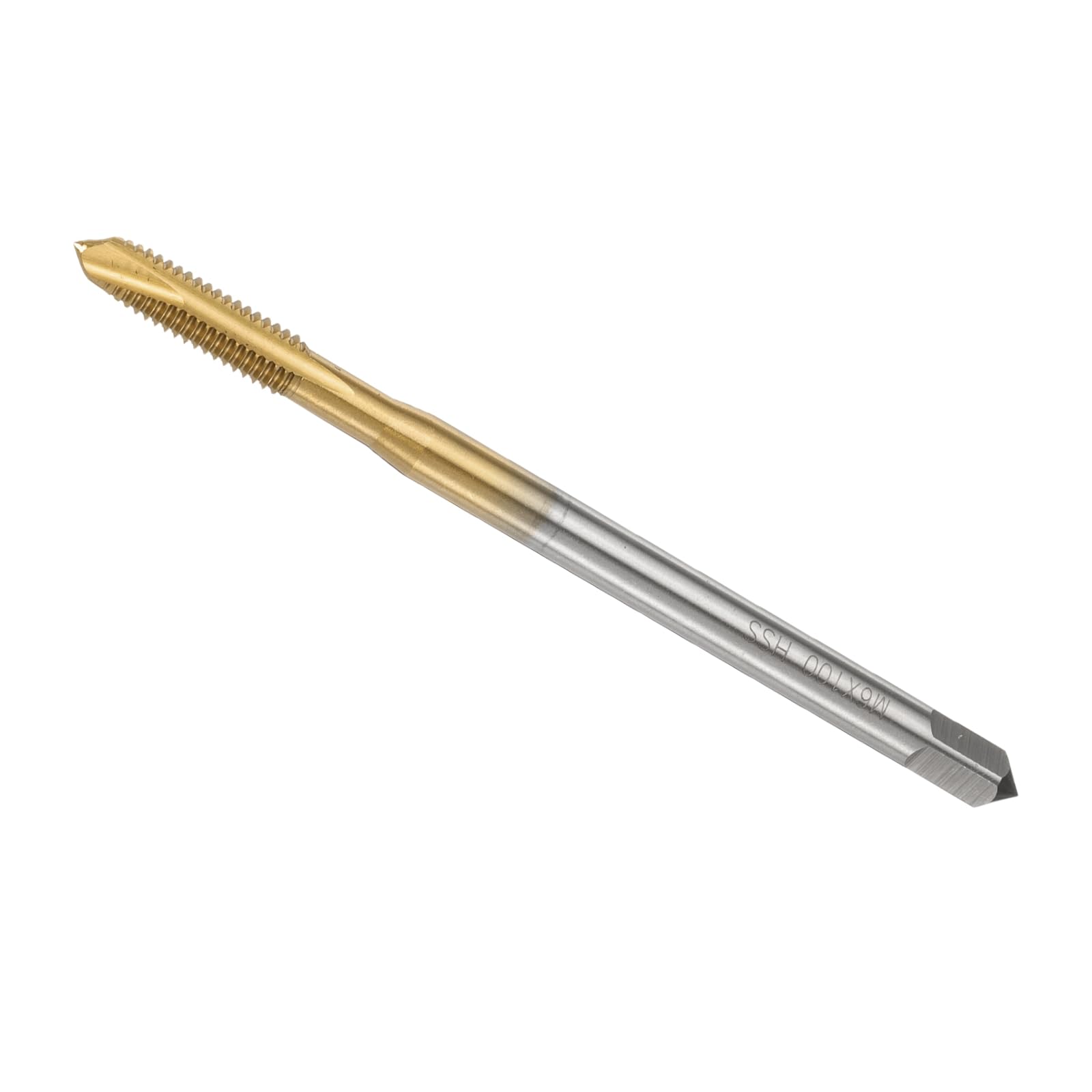 QUARKZMAN M6 x 1 H2 Maschio Metrico a Spirale Punto Filettatura, 100mm (4") Filettatura Utensile Filettatura, Rivestito Titanio Acciaio Alta Velocità 6542 Maschiatura Utensile Filettatura