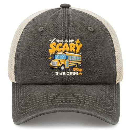 This is My Scary SHOL Bus DRIBVER Costume Hat Trucker Hat Women Dad Hat Funny Birthday Gifts