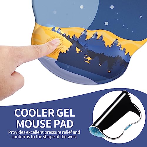 Image of eulps Mouse Pad with Wrist Rest, Comfortable Computer Mousepad with Gel Wrist Support Smooth Surface and Non-Slip PU Base for Pain Relief, Laptop, Office & Home (Moon Night)