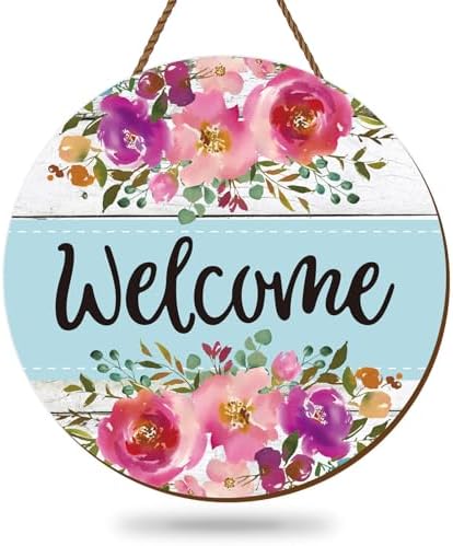 Amazon.com: Whaline Welcome Hanging Sign Front Door Decor Spring Summer ...