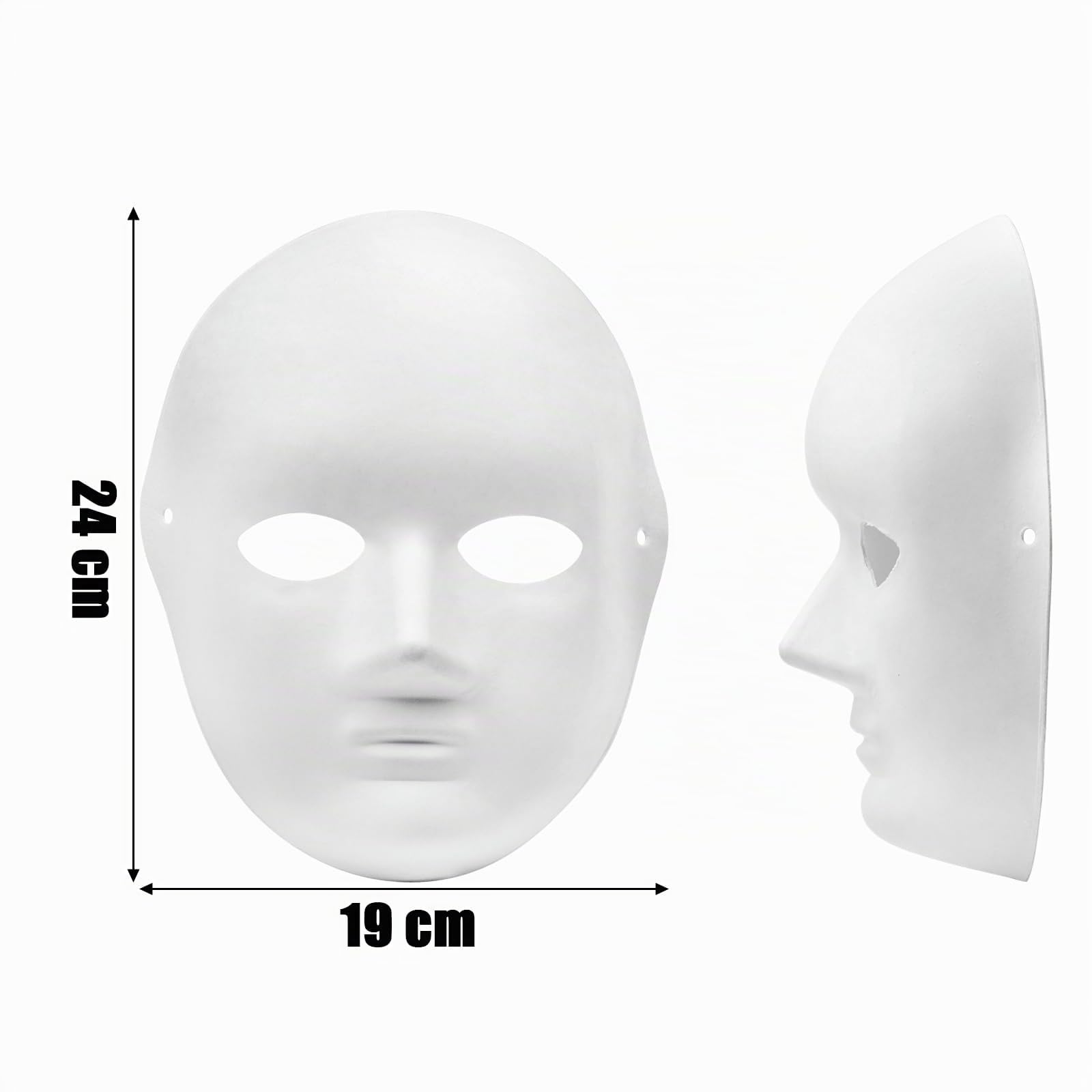 WUWEOT 40 Pack DIY Vollgesichtsmasken, 2 Größen bemalbare weiße einfarbige Masken, Papiermasken für Cosplay Halloween Fasching Maskerade Tanzparty, Blanko Kostüm Masken