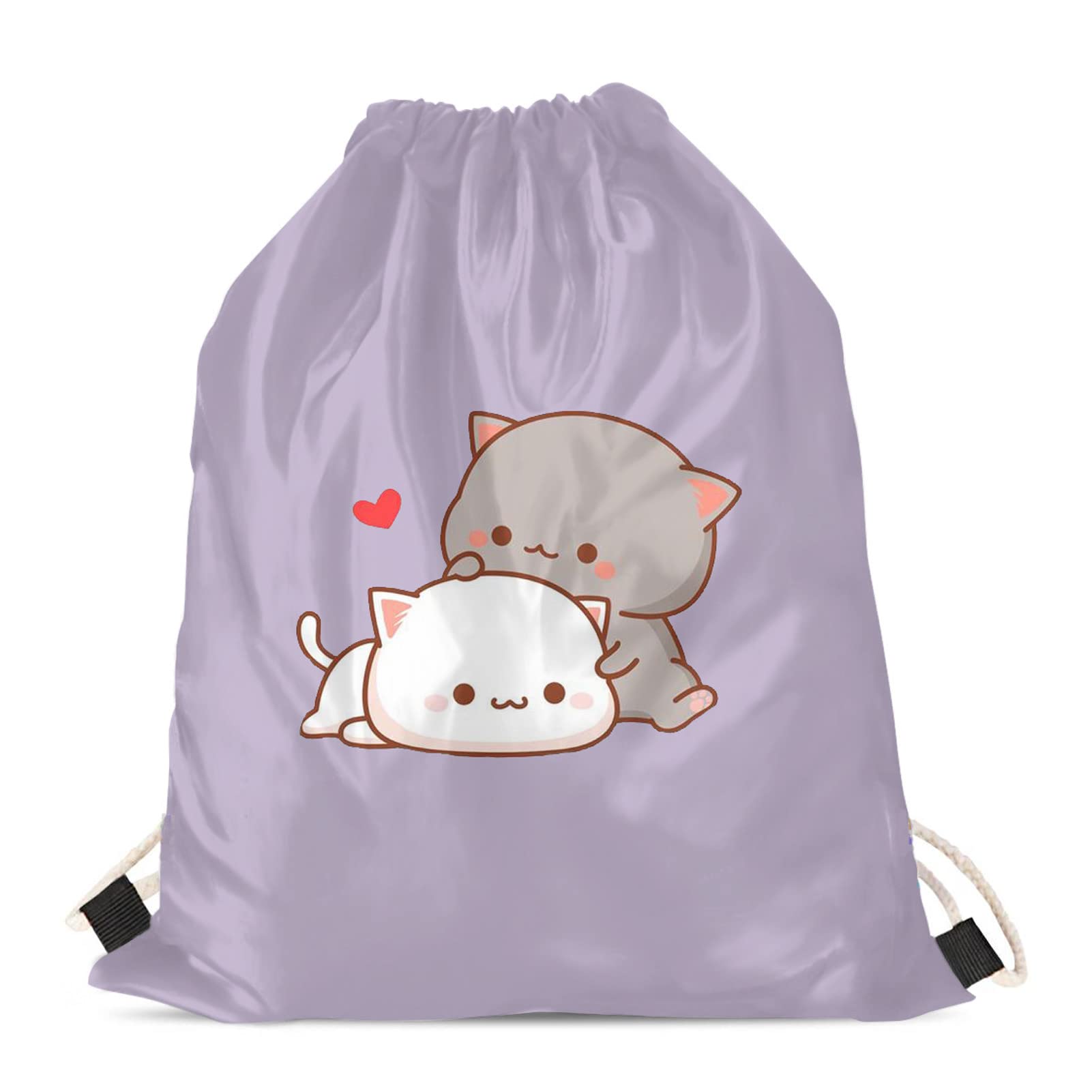 HELLHERO Purple Kitten Cat Drawstring Bag PE Gym Bags Tiger Cat Folding Storage Sack Pack School Bookbag for Boys Girls Backpack Swimming Travel Daily Travel Storage Organization โ image 1