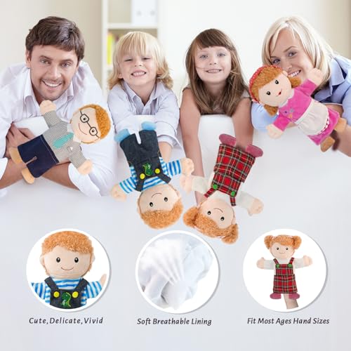 6 Pcs Family Hand Puppets for Kids 11.8 Inch Family Members Puppet Set Mom, Dad, Grandparents, Happy Kids Soft Stuffed Hand Puppet Theater Plush Toys for Toddlers Ages 1-3, 4-8 Role Play - Thumbnail 3