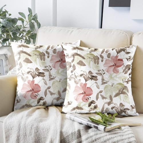Image of Casableu Cobano Decorative Throw Cushion Cover, 16 x 16 Inch, Floral Pattern, Floral Pillow Covers, 40.64 x 40.64 cm, Set of 2