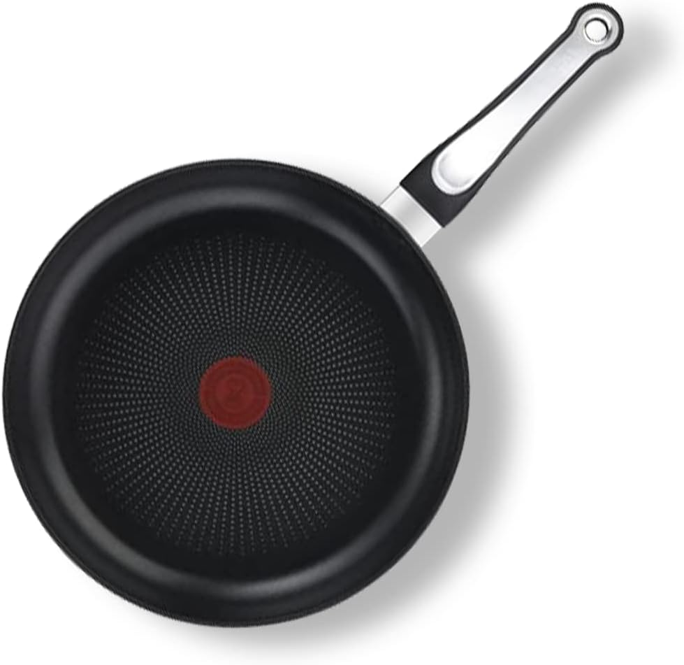 Tefal Cook & Savour Non-Stick Fry Pan with Glass Lid/Thermo-Spot Technology/Titanium Non-Stick Coating/28 cm/Superior Induction Base/Suitable for All Hob Type/Black/2 Years of Warranty