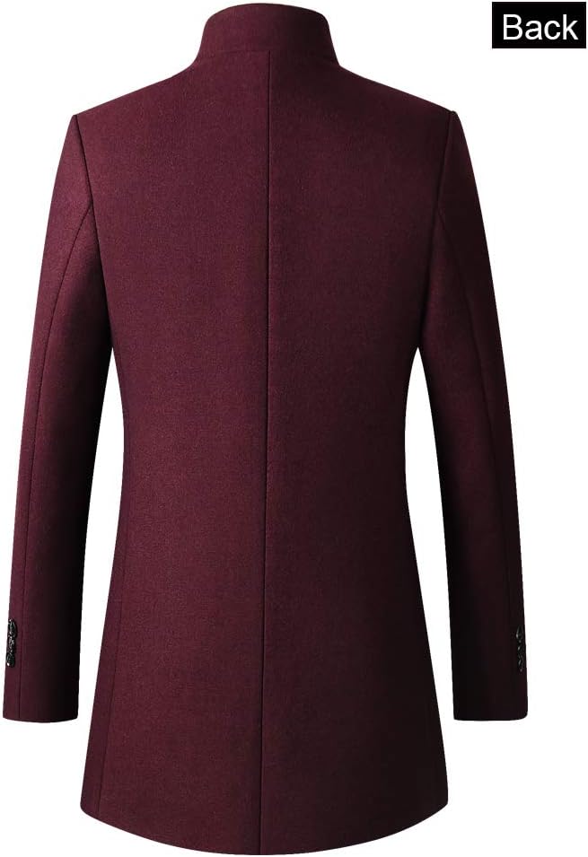 Back View of FTCayanz Slim Fit Wool Blend Overcoat