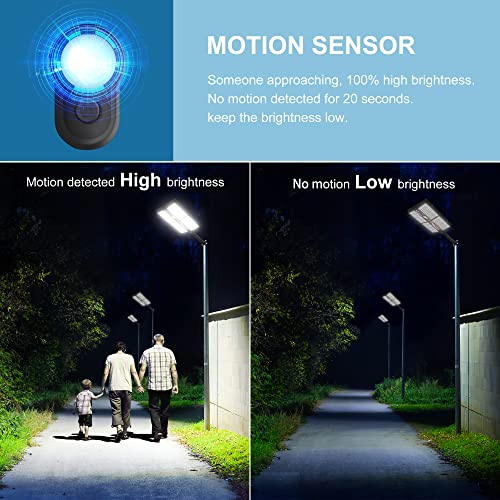 Okpro S-576T 1100W Solar Street Lights Outdoor Waterproof, 6500K 110000Lm Outdoor Led Street Light Dusk To Dawn, Led Wide Angle Lamp With Motion Sensor, For Parking Lot, Yard(2 Pack) #TOP3