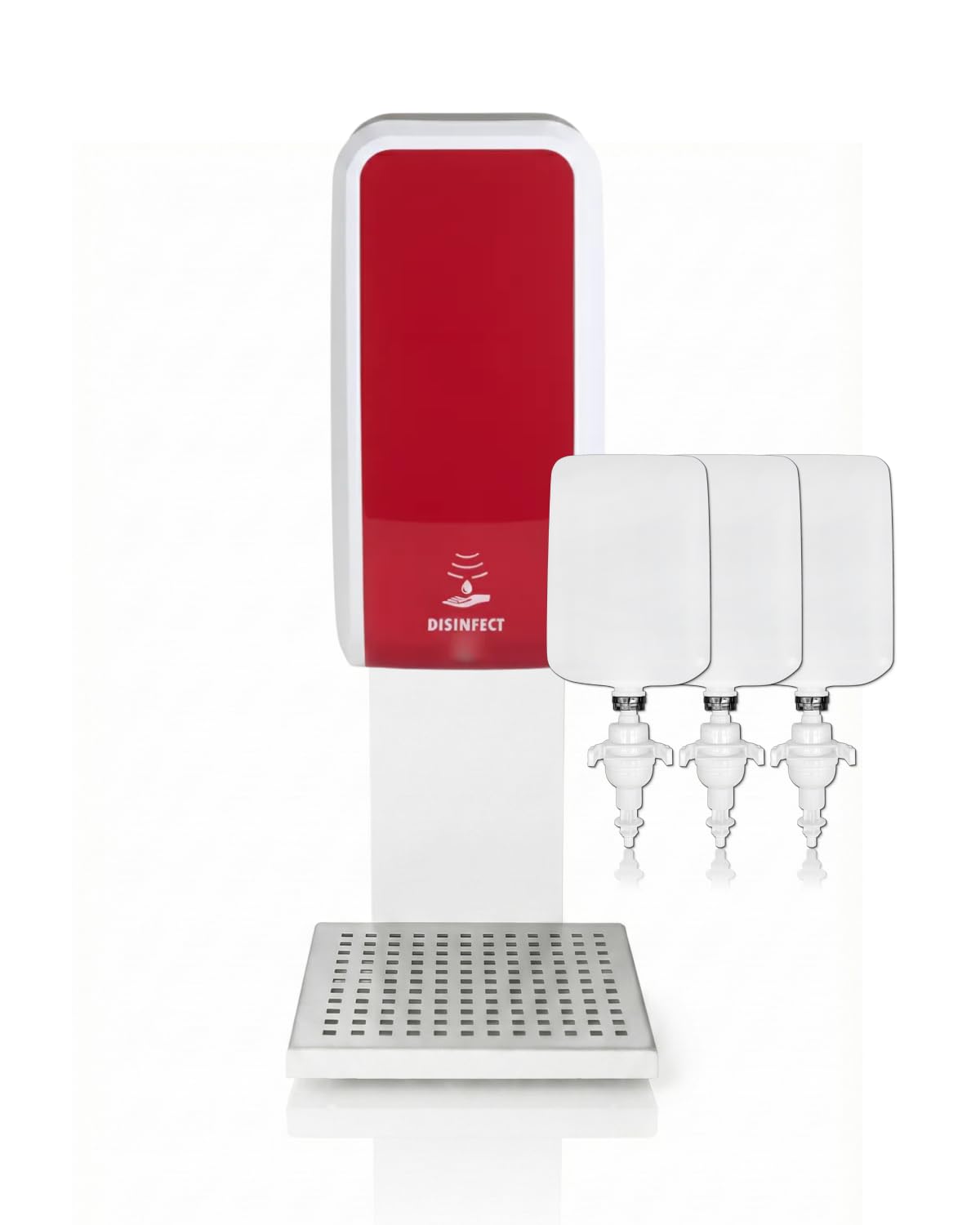 Set Cosmos Sensor Desinfektionsspender + Ständer Rot-Weiß | Berührungsloser Cosmos Desinfektionsspender mit Sensor, Tischständer und 3x1 L Händedesinfektion für 3.000 Anwendungen