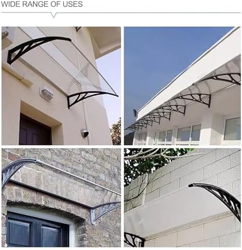 Durable Weatherproof Window Awnings - 60x100cm Polycarbonate Cover with Aluminum Bracket - Rain, Snow & Sun Protection for Doors & Windows - Stylish Overhang Solution