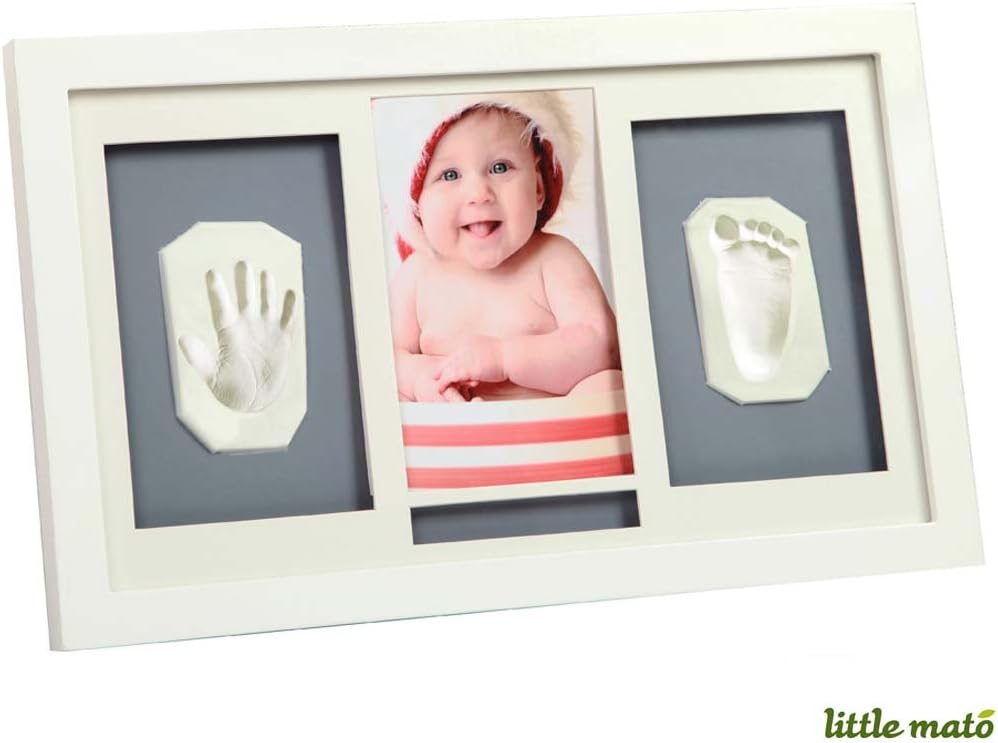 Air Drying Clay Handprint and Footprint Baby Keepsake Hanging Wall Photo Frame Kit with Alphabet Sticker