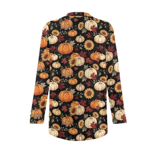 Image of Fall Maple Leaf Cardigan Sweaters for Women Long Sleeve Cardigan Soft Drape Open Front Dusters V-Neck Jackets Dressy