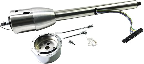 Miniatura 2 de BST BSSP Columna de dirección manual de inclinación polaca de 28 pulgadas con adaptador de rueda de 9 agujeros, universal GM de acero inoxidable,