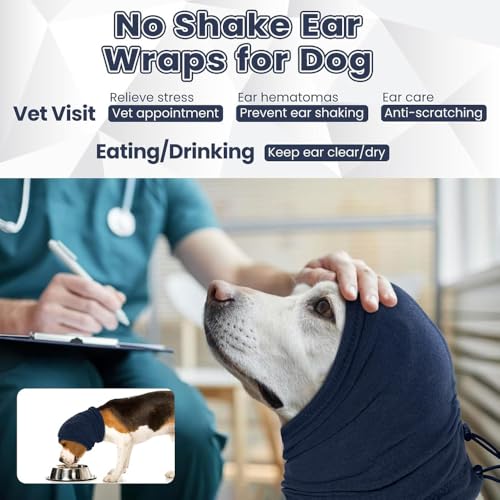 XFSRG Ohrenschutz Hund Soft Dog Kopfwickel Calming Hoodie Noise Protection Verstellbarem für Angstlinderung und Beruhigung(Dunkelblau/S)