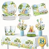 106 Pc Winnie Baby Shower Decorations Set – the Pooh Plates, Cups, Napkins & Tablecloth – Classic Pooh Theme – Cute Winnie the Bear Baby Shower Decor Party Supplies