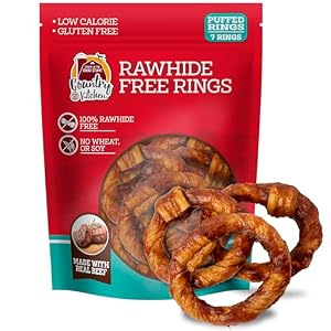 Country Kitchen Rawhide Free Beef Rings Dog Chews, 7 Count