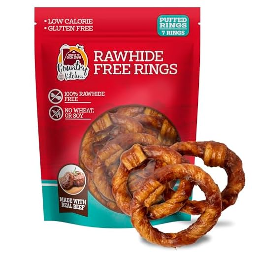 Country Kitchen Rawhide Free Beef Rings Dog Chews, 7 Count
