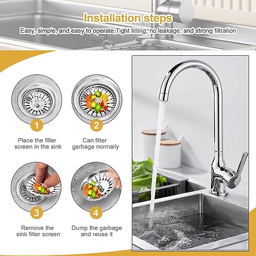 Coolty 2 Stück Siebkörbchen Spüle Ø84mm Abflusssieb Küchenspüle Edelstahl Spülbecken Sieb Stopper Zubehör für Küchenspüle Sieb Antiblocking für Küchenspüle Spüle Ersatzteile