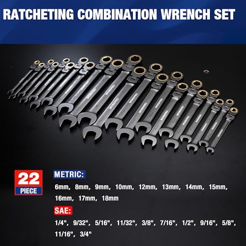 WORKPRO 22-Piece Flex-Head Ratchet Set