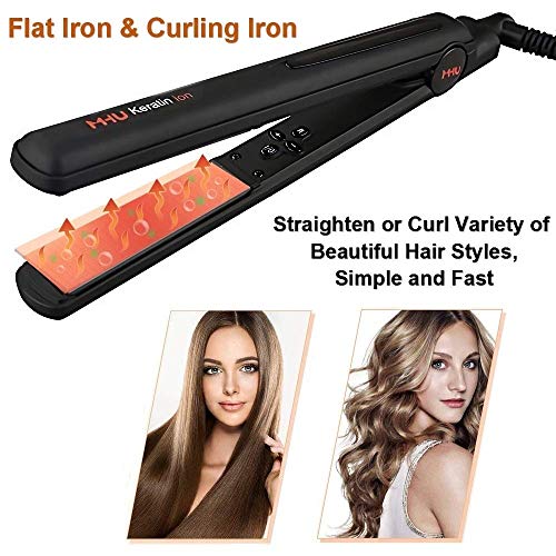 Mhu Professional Salon Flat Iron With 1 Inch Plate Ceramic Tourmaline Ionic Hair Straightener And Curler Auto Shut Off #TOP3