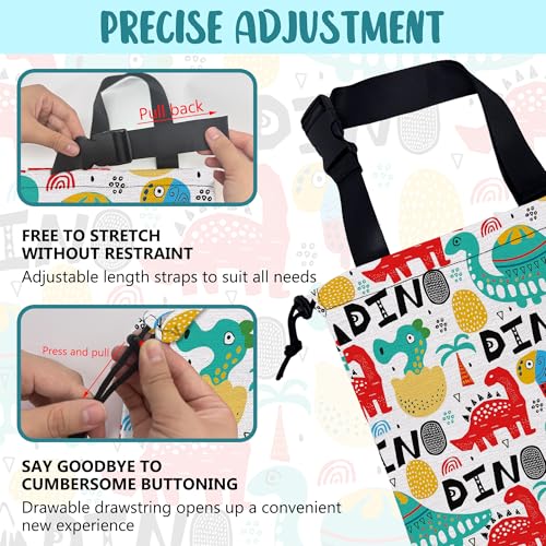 Image of Car Trash Bag Dinosaur with Abstrct Palms and Eggs Leak-Proof Waterproof Car Garbage Bag with Drawstring Foldable Canvas Trash Bin with Adjustable Buckle for Car Accessories, Travelling, Camping