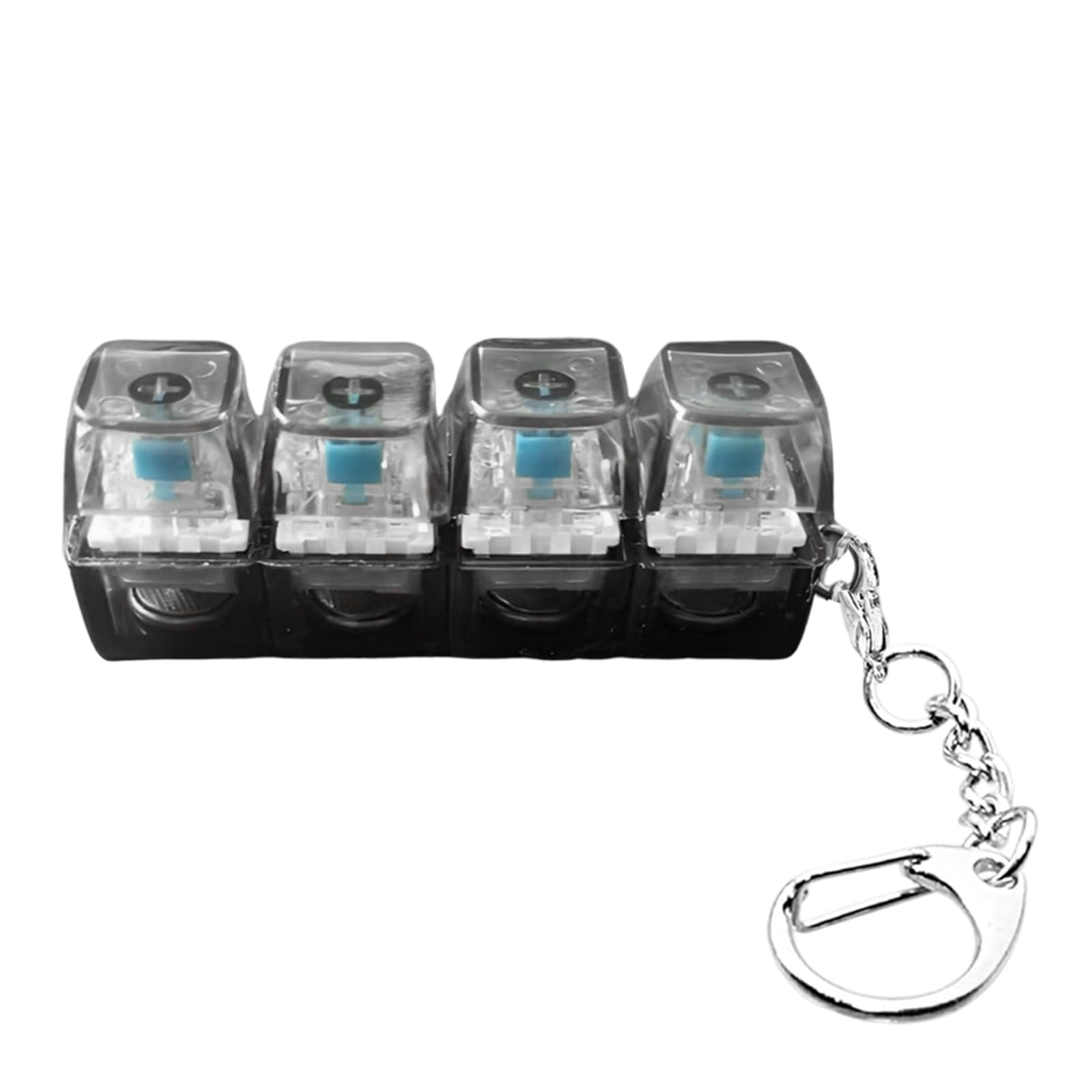 Keyboard Fidget Toy, Button-operated Stress-Relieving Toys, Clicky Fidgets Toy, Portable Fidgets Keyboard 4 Buttons with Keychain and Lights, Mini Stress Relief Toys for School, Home and Travel