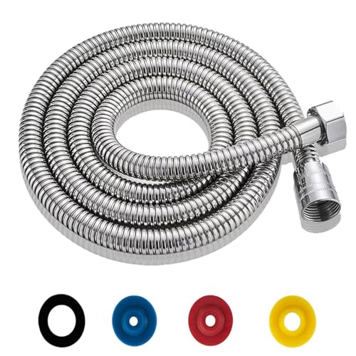 Manguera de Ducha 2M/79IN Flexo Ducha de Acero Inoxidable Plata Tubo Ducha, Cable Ducha G1/2' con 4 Limitadores de Flujo Economizadores se Adapta a Todos los Cabezales de Ducha(Conector de Latón)