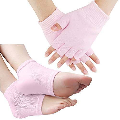 Codream Moisturizing Gel Heel Sleeves and Gloves, Gel SPA Gloves Socks Repair Cracked Skin and Exfoliate Skin,Soften Beauty Hands and Feet for Women