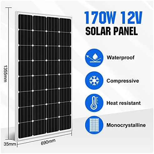 ECO-WORTHY 10kWh/Day Solar Power System 2550W Off Grid Solar Panel Kit for Home/Shed: 15pcs 170W Solar Panels + 5000W Hybrid Solar Charge Inverter + Extension Cables