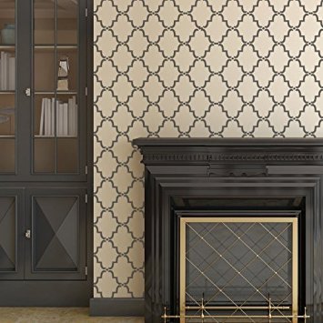 Wall Stencil - Reusable Template for DIY Decor Walls Rooms and Furniture, Wallpaper Look (Moroccan Trellis Pattern Allover Wall Stencil)