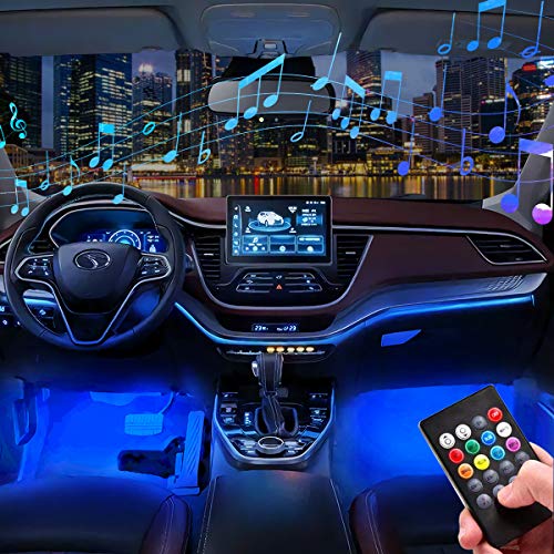 Car LED Strip Lights Justech 4pcs 48 LED Multicolor Music Car Interior Atmosphere Lights RGB SMD Car Mood Lights with Sound Active Function and Wireless Remote Control for Car TV Home-USB Port - Thumbnail 2