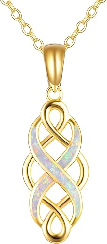 KECHO Collar de cruz de nudo celta de oro amarillo de 14 quilates, corazón infinito, joyería fina, collar con colgante de joyería para mujeres y