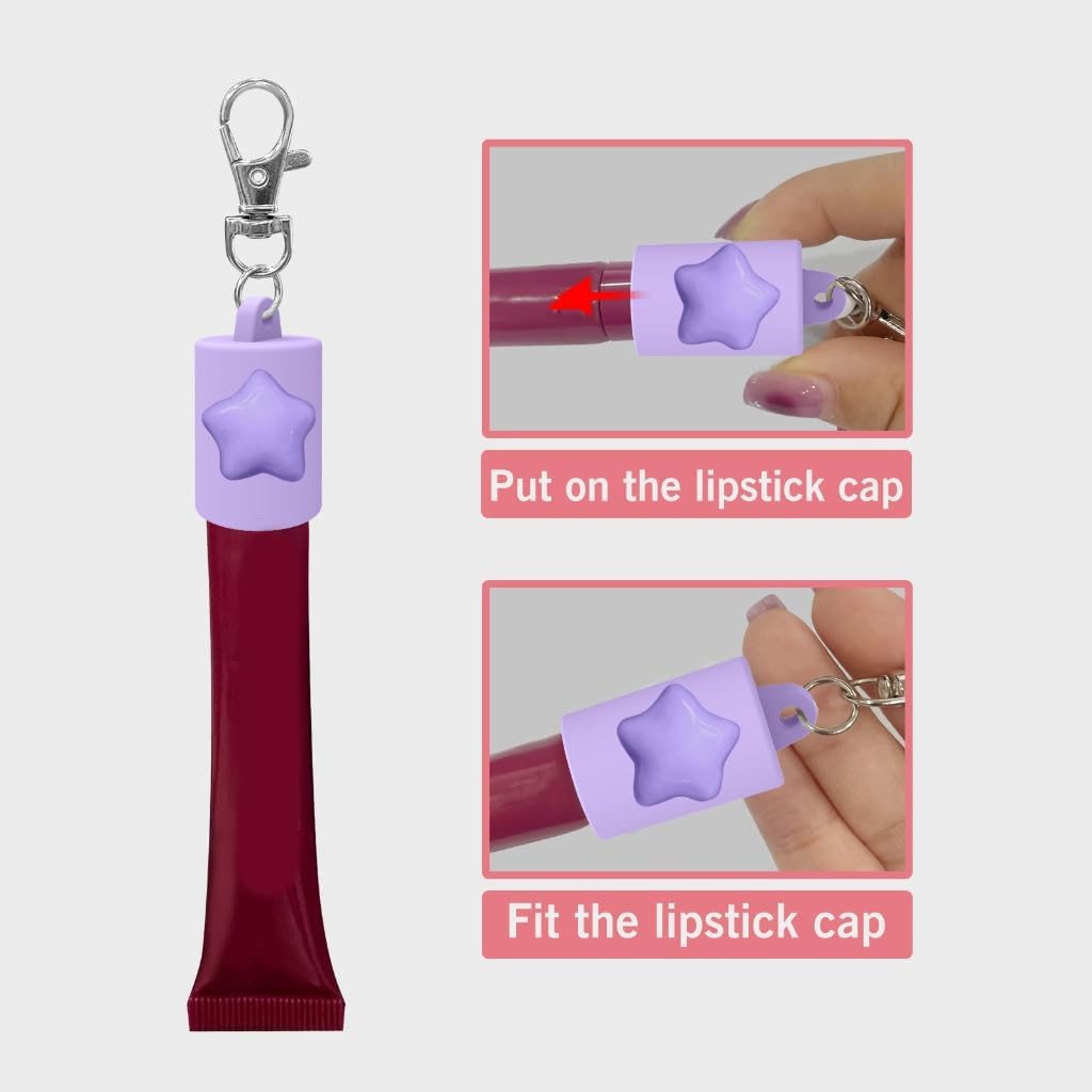 Lip Gloss Keyring Accessory Waterproof Silicone 6 Colors Compact Design image 3