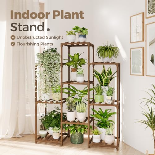 image for Bamworld Plant Stand Indoor Plants Shelf Outdoor Wood Plant Rack for 4