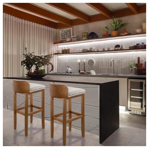 Kit 2 Banquetas Onix Eucalipto Maciço Design em Linho Corino