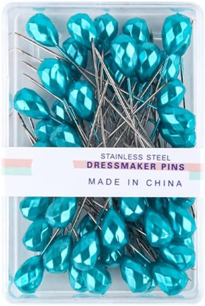 50 alfileres de costura con caja transparente de 2 pulgadas, alfileres de acolchado de cabeza de diamante de colores, pasadores rectos largos para
