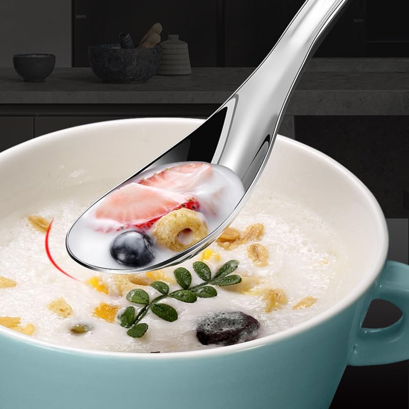 Silverware Flatware Set, 1/4/6/8 Pieces Stainless Steel Spoons Creative Cute Spoons For Household Eating Spoons (Color : Silver, Size : 6Pcs)