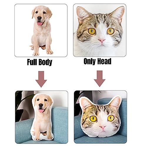 Personalisierte Körperkissen,Katzen-Hundekissen,Personalisierte 3D-Druck Foto hochladen für Kopf und Körper Ihrer Liebsten, Kreatives Geschenk Kissen,Geburtstagsgeschenk