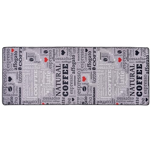 Tapis de cuisine antidérapant en gel gris motif macchiato lavable 60x200 cm - 4