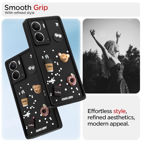 Image of Pikkme Back Cover for Realme P3 5G | Cute Fun Cartoon 3D Bear Silicone Full Body Protection Bumper Case (Black)